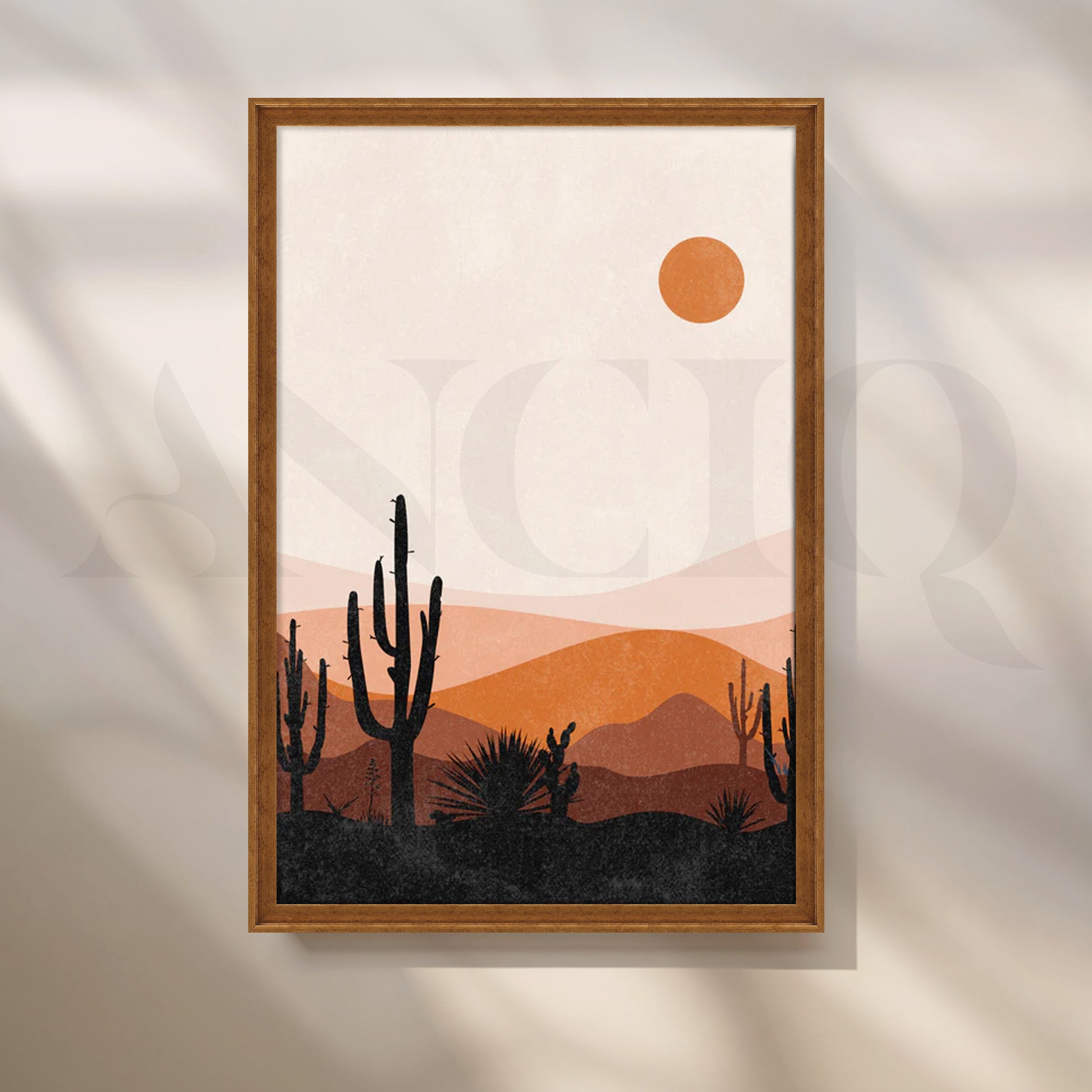 Cactus Sunset Dunes Canvas Painting for Modern Living Room for Living Room