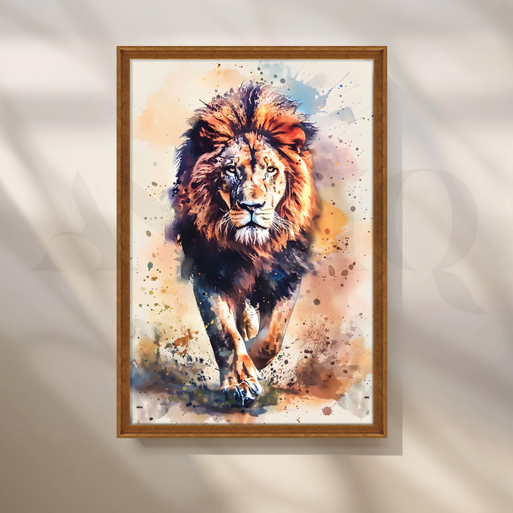 Majestic Lion Stride Canvas Painting for Office