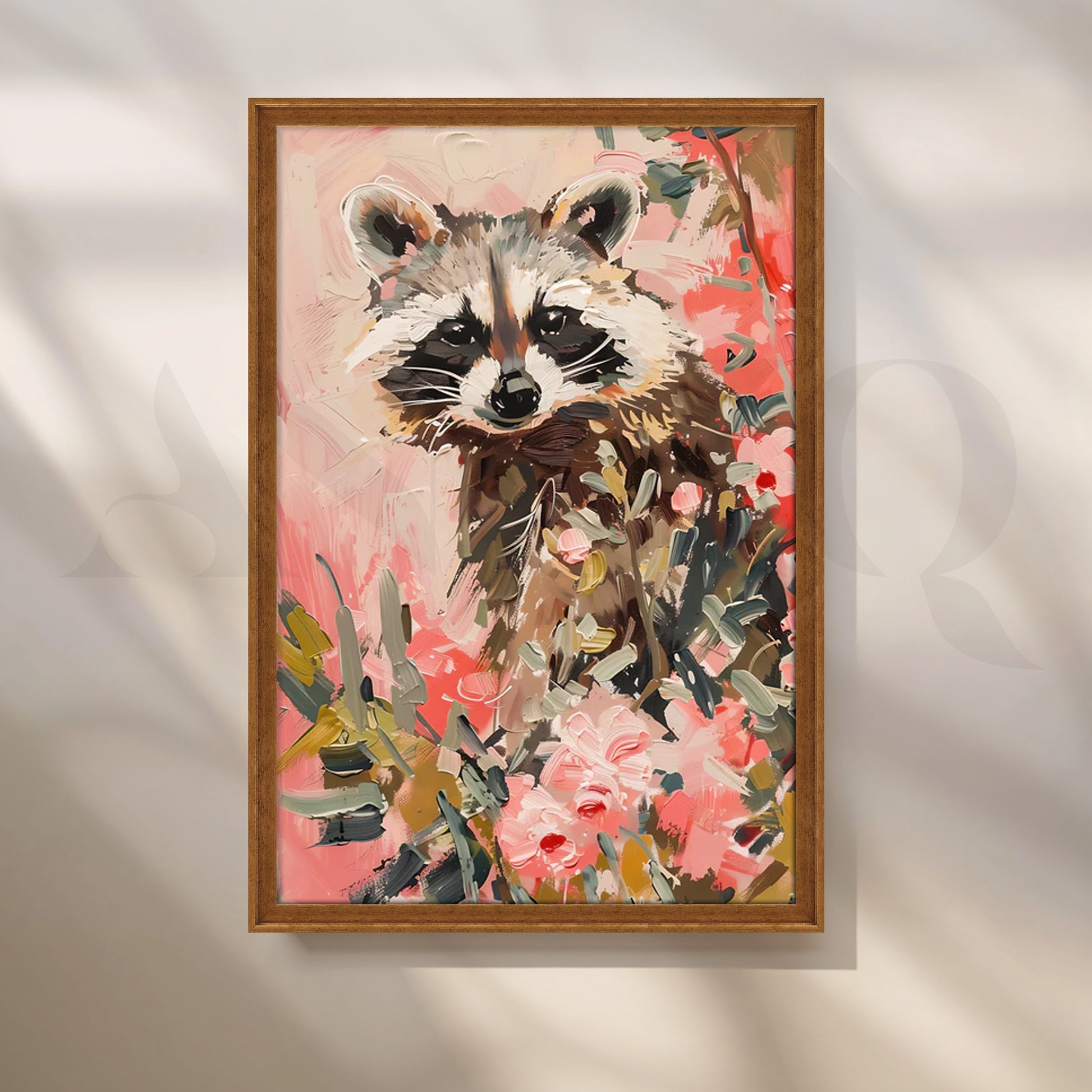 Garden Raccoon Canvas Painting for Kids’ Room