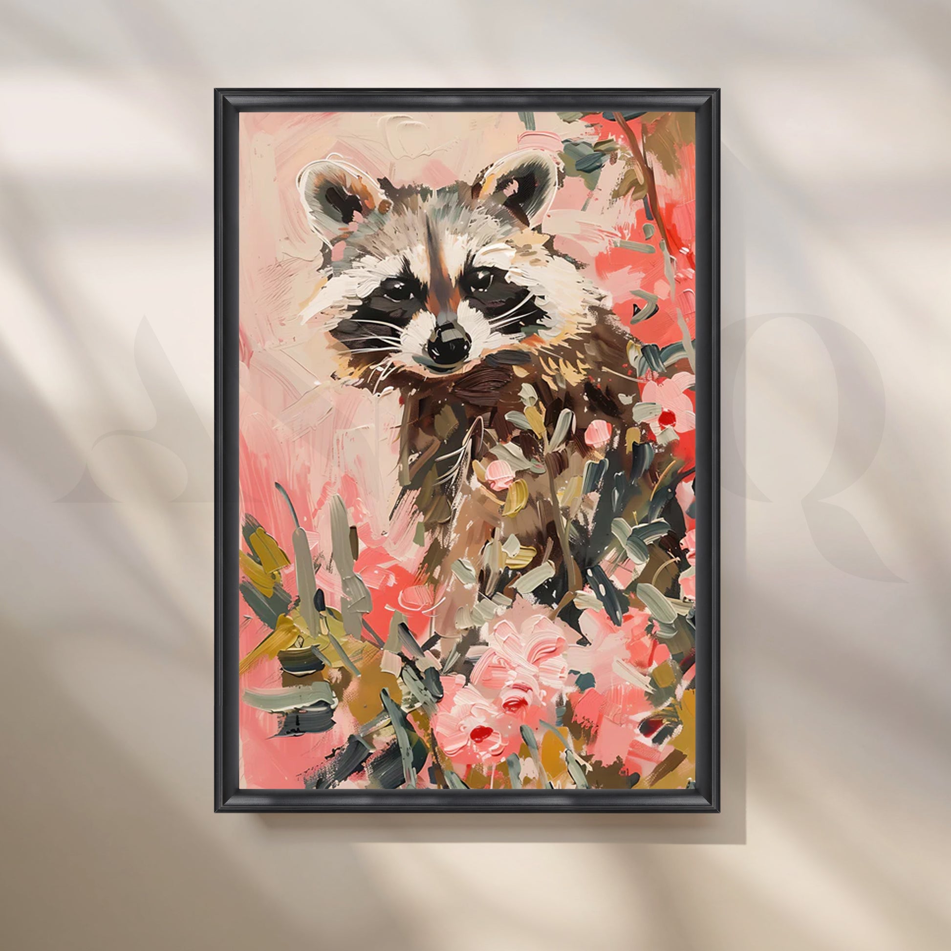 Garden Raccoon Canvas Painting for Kids’ Room