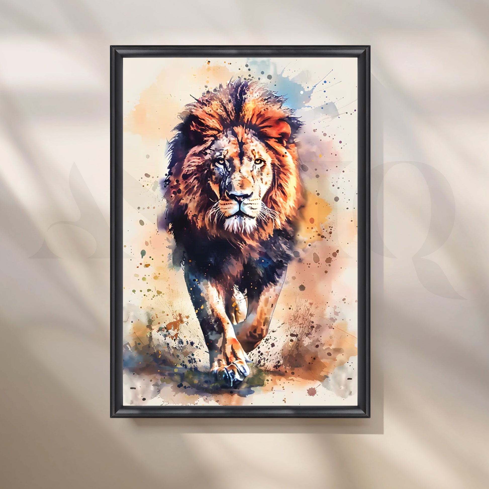 Majestic Lion Stride Canvas Painting for Office