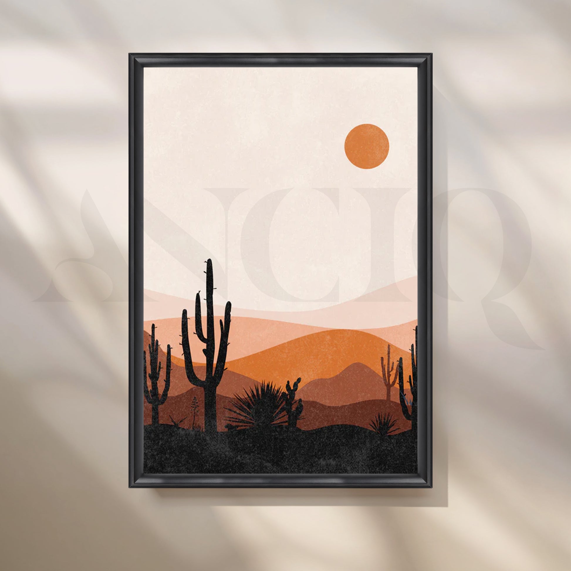 Cactus Sunset Dunes Canvas Painting for Modern Living Room for Living Room