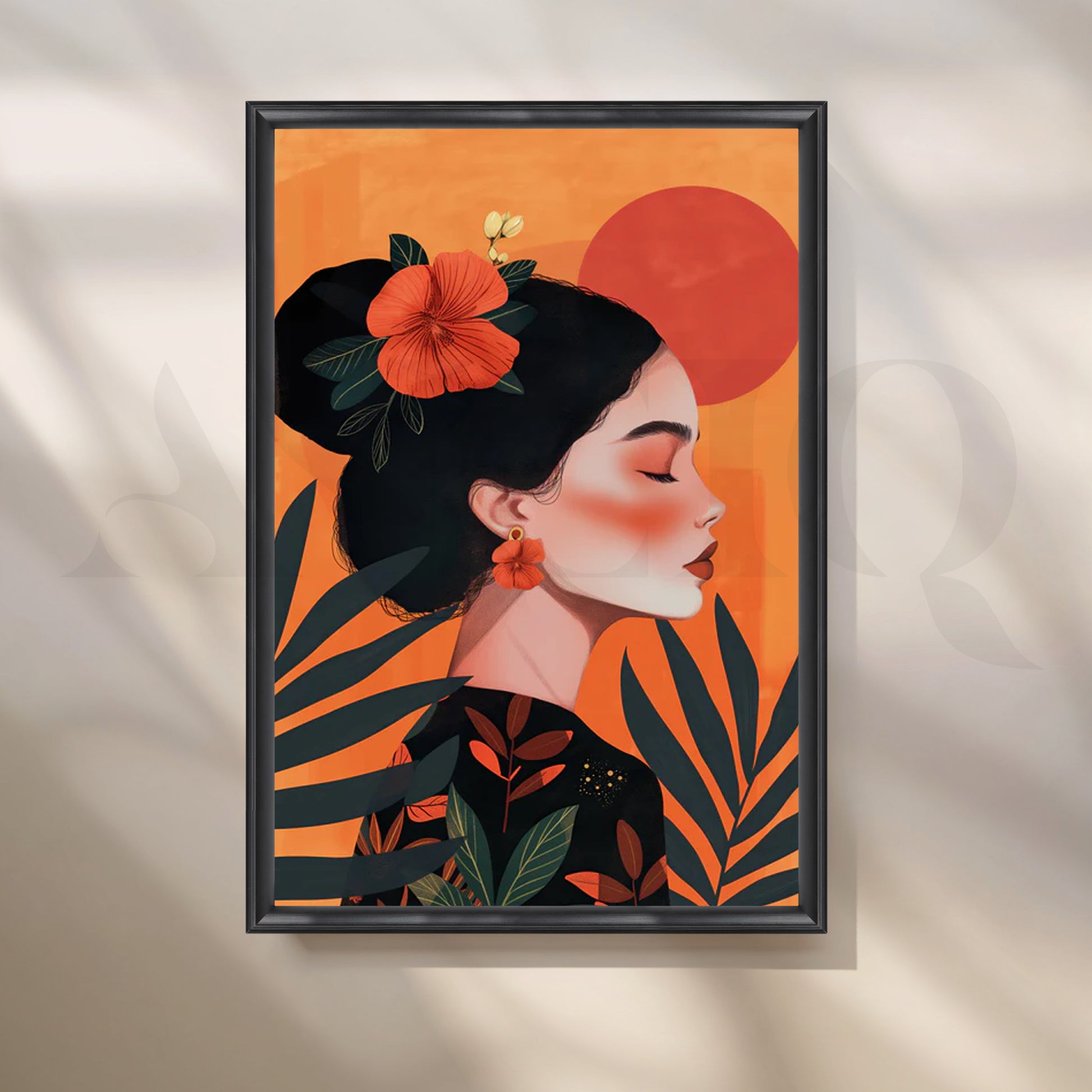 Hibiscus Dawn Canvas Painting for Dining Room for Kitchen/Dining Area