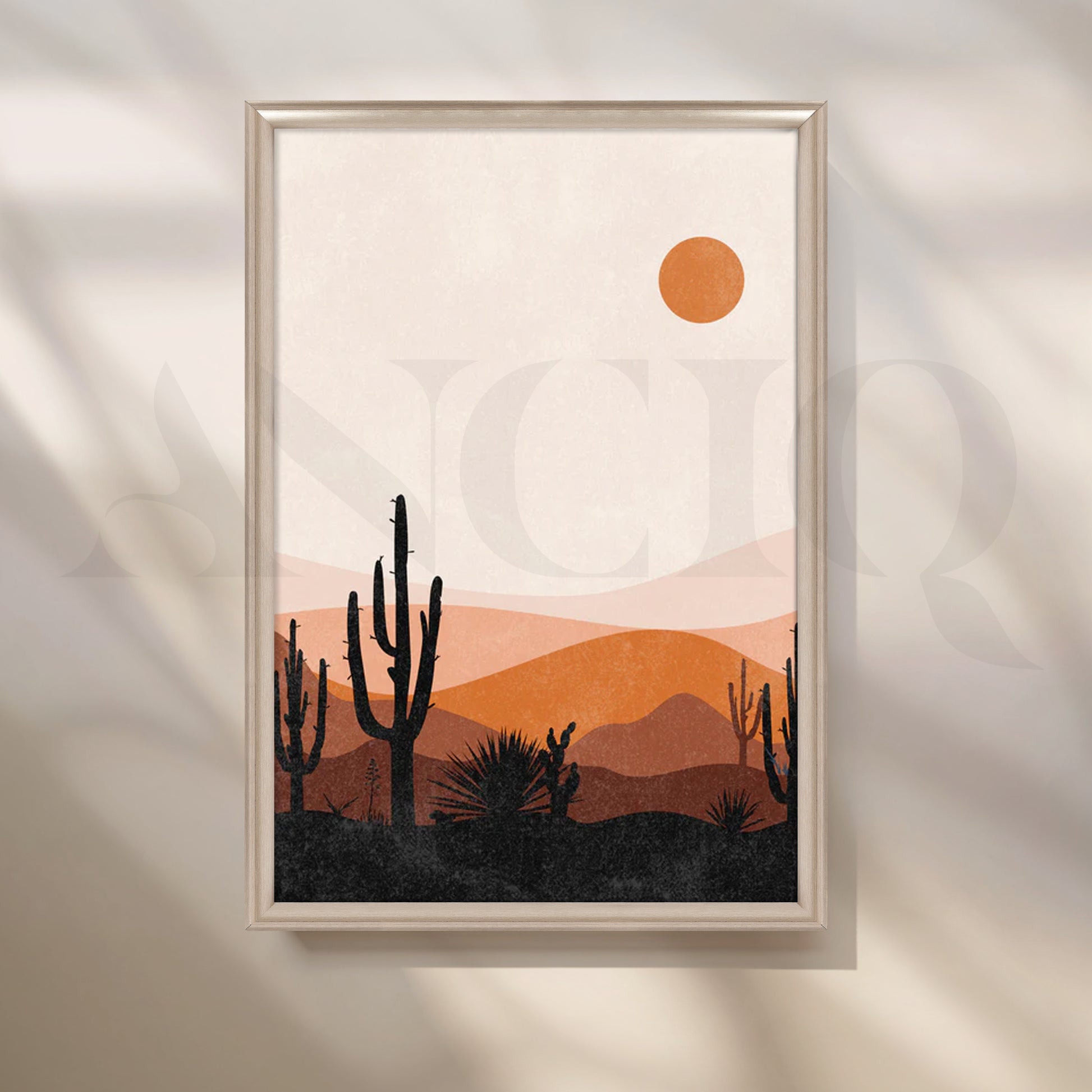Cactus Sunset Dunes Canvas Painting for Modern Living Room for Living Room
