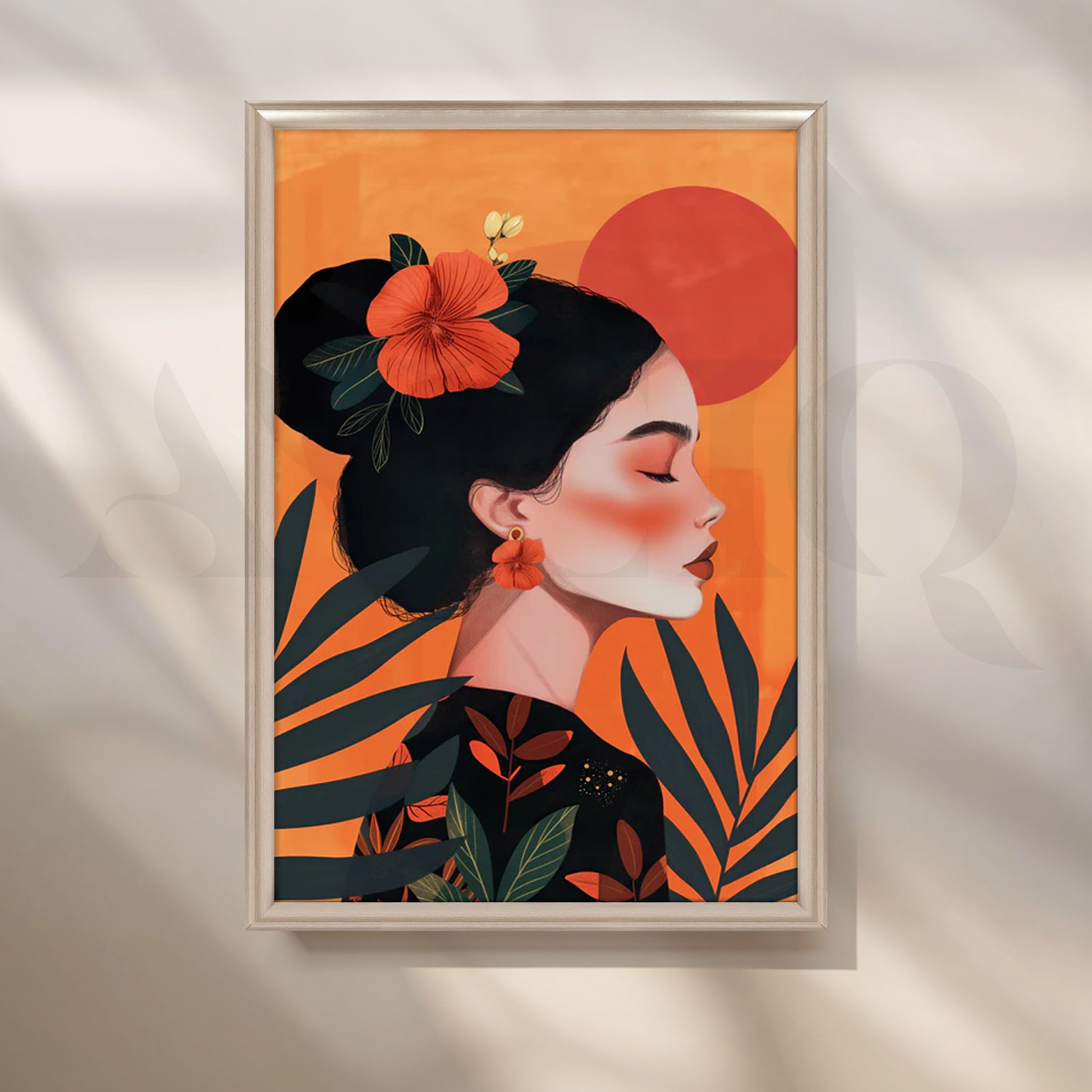 Hibiscus Dawn Canvas Painting for Dining Room for Kitchen/Dining Area