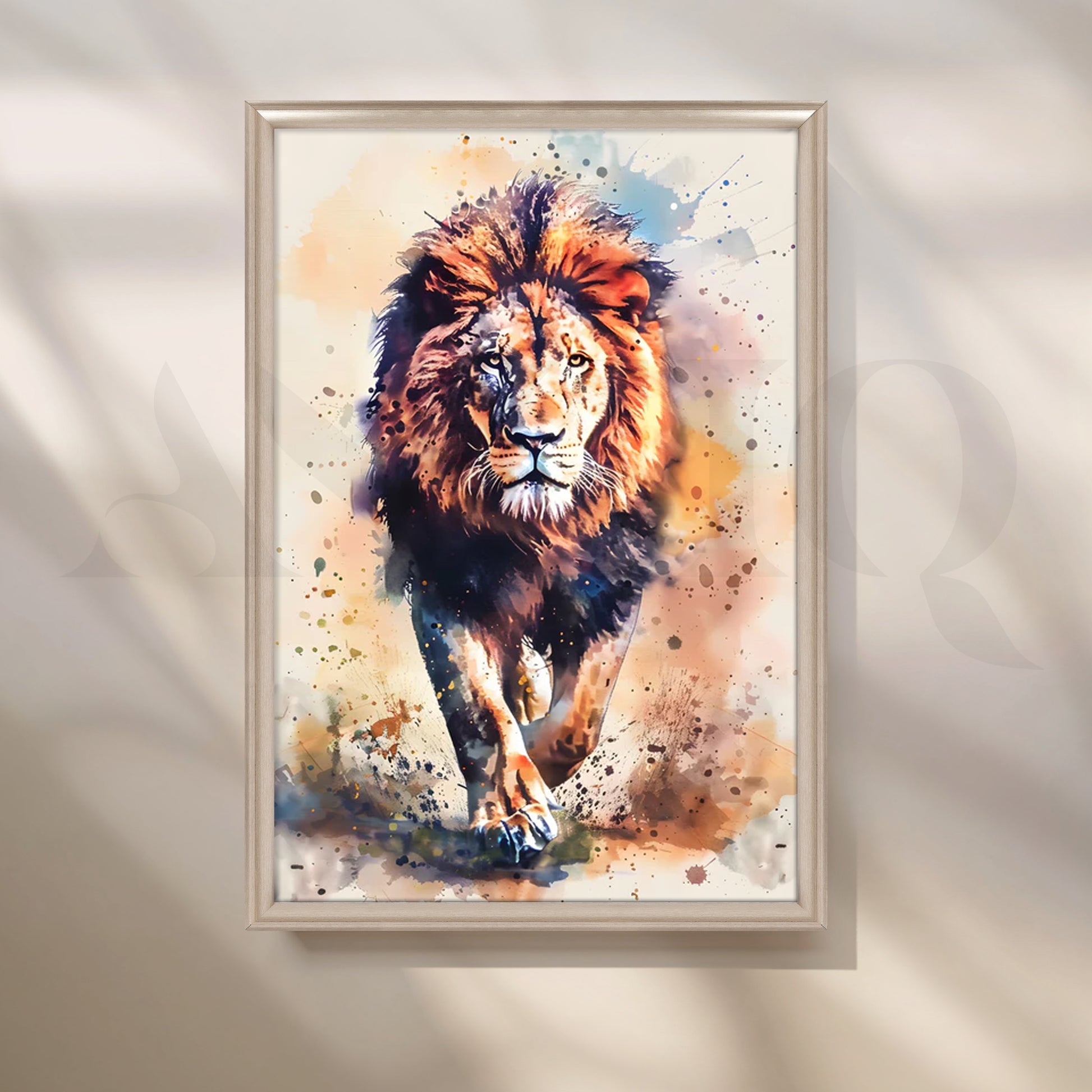Majestic Lion Stride Canvas Painting for Office