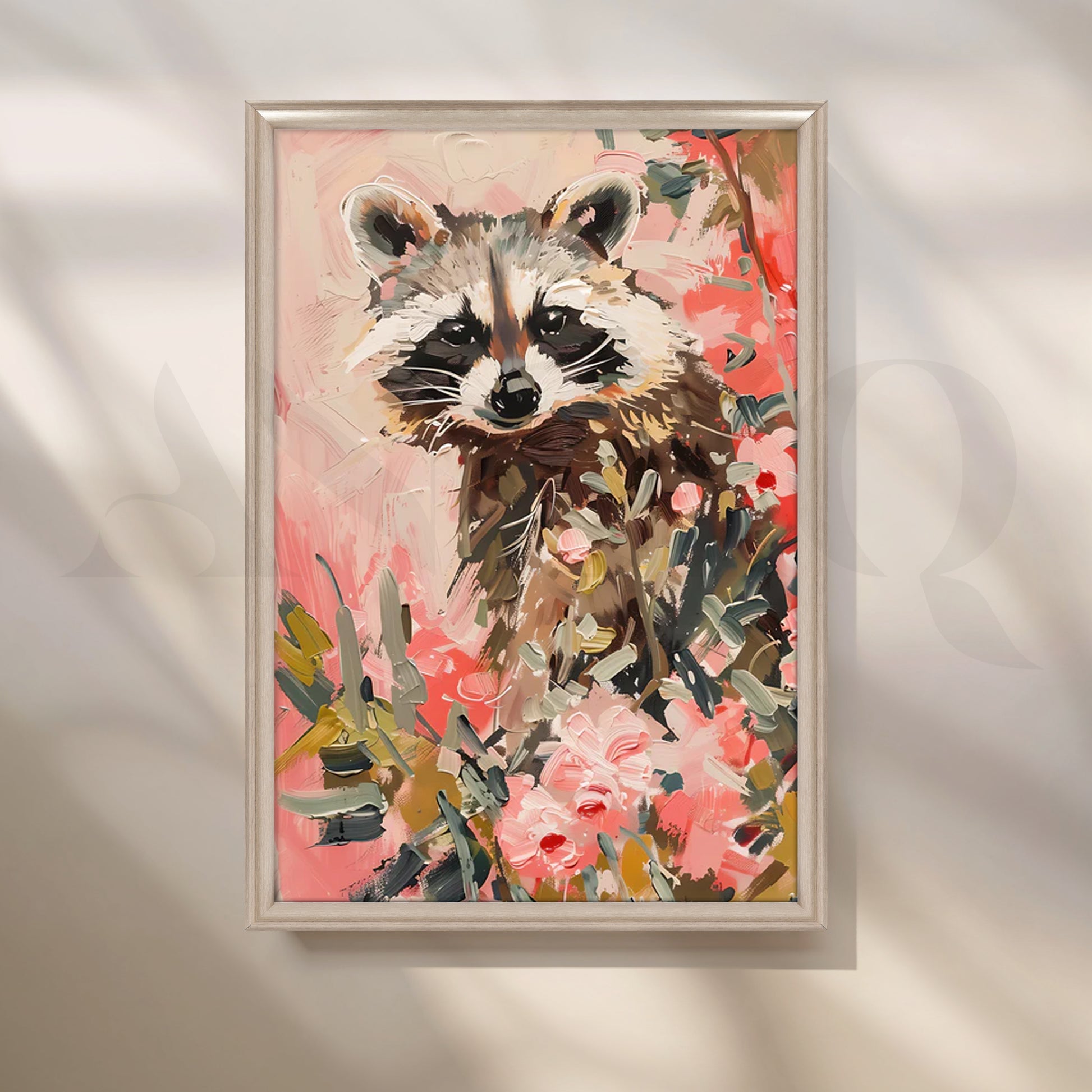 Garden Raccoon Canvas Painting for Kids’ Room