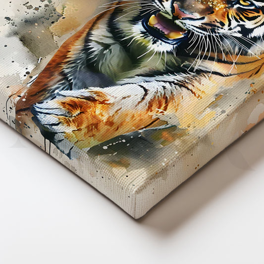 Wild Tiger Charge’Canvas Painting for Living Room