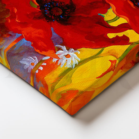 Crimson Bloomscape Canvas Artwork for Living Room Walls