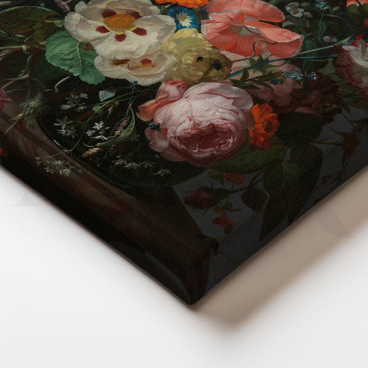 Dark Floral Elegance Canvas Artwork for Bedroom