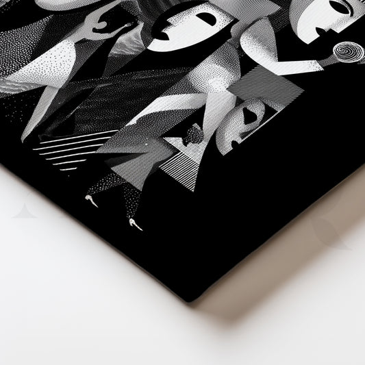 Cubist Noir Ensemble Canvas Painting for Living Room & Office