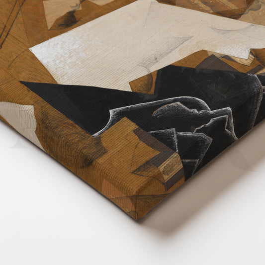 Sepia Cubist Profile Canvas Painting for Study & Library