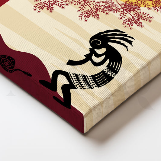 ‘Tribal Flute Under the Sun’ Canvas Painting for Living Room