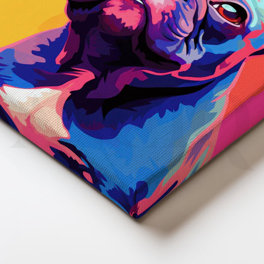 Neon Frenchie Pop Canvas Painting for Game Room or Teen Bedroom