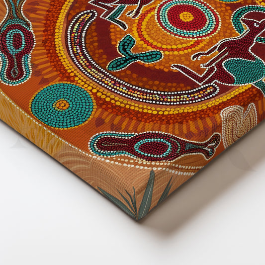 Circle of Earth Spirits Canvas Artwork for Living Room