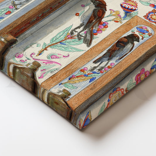 Decorative Birds and Bottles Canvas Artwork for Living Room