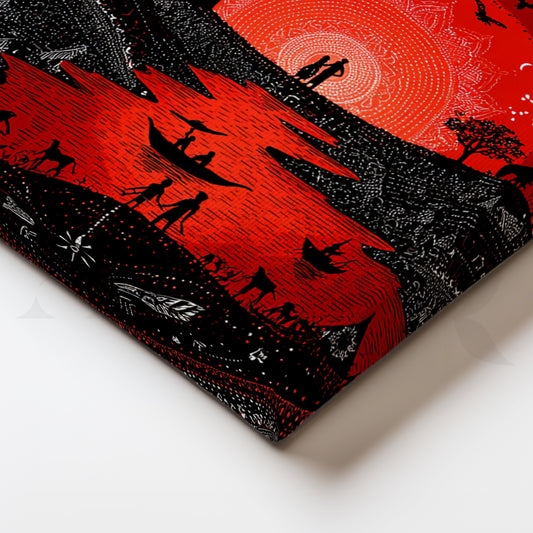 Crimson River Festival Canvas Painting for Dining Room & Lounge