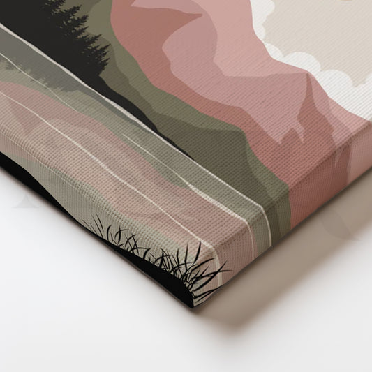 Blush Lake Peaks Canvas Painting for Dining Room