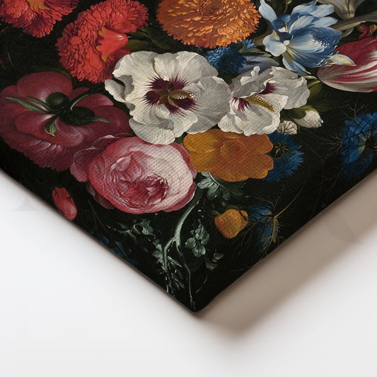 Floral Symphony on Black Canvas Artwork for Bedroom