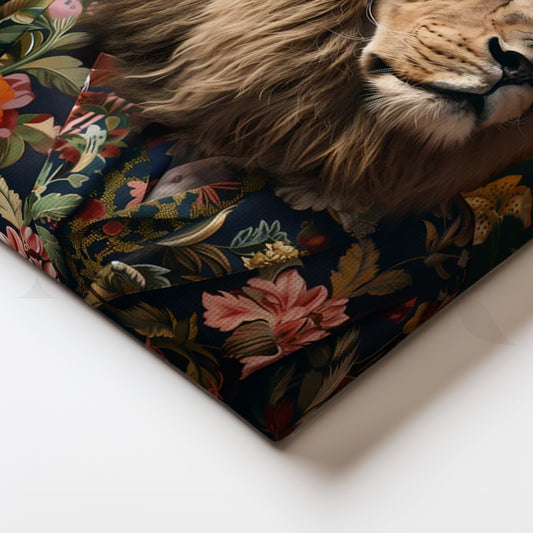 Dapper Lion in Bloom Canvas Painting for Living Room or Office