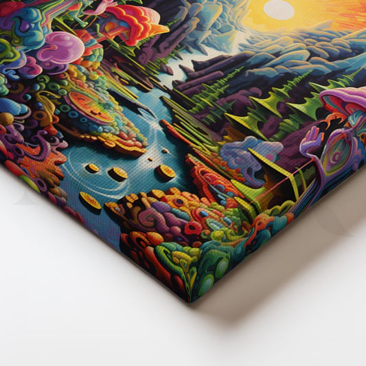 Psychedelic Sunrise Valley Canvas Painting for Living Room