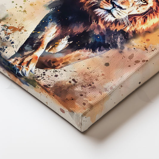 Majestic Lion Stride Canvas Painting for Office