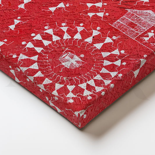 Warli Village Dance Canvas Artwork for Living Room