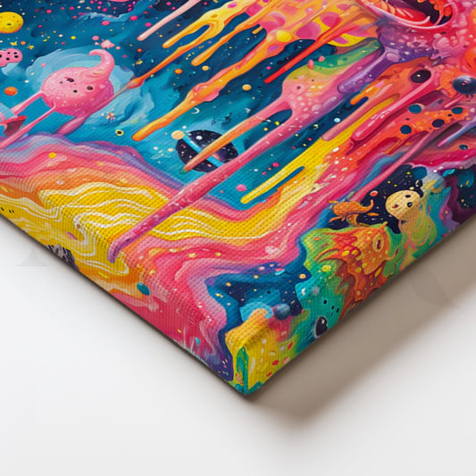 Galactic Candy Melt Canvas Painting for Game Room