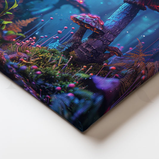 Luminous Shroomscape Canvas Painting for Bedroom