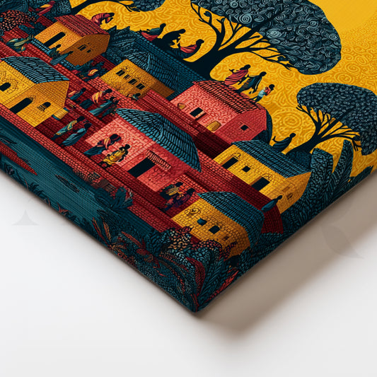 Golden Village Canopy Canvas Painting for Dining Room & Living Room