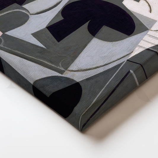 Cubist Woman in Grey Canvas Painting for Contemporary Living Room