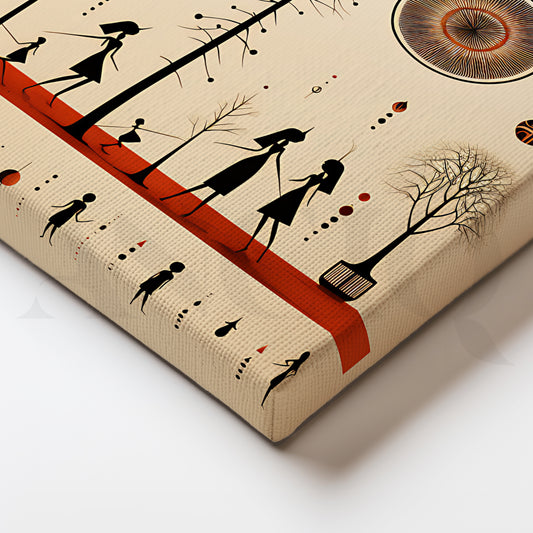 Celestial Lineage Warli Canvas Painting for Modern Hallway & Office
