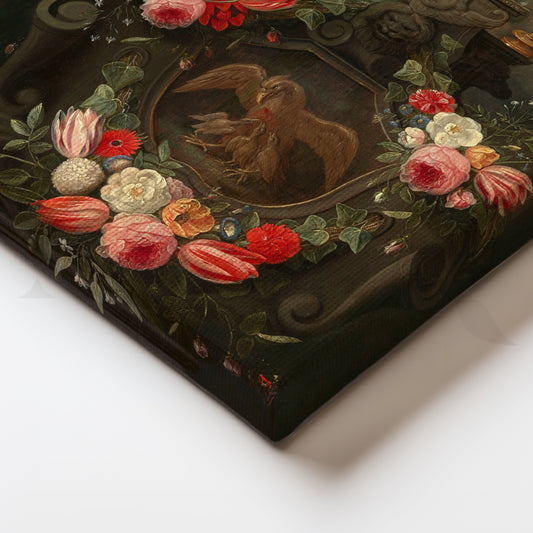 Floral Emblem of Devotion Canvas Artwork for Living Room