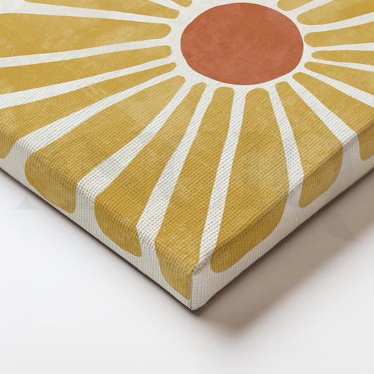 Sunburst Daisy Canvas Painting for Bright Boho Living Rooms