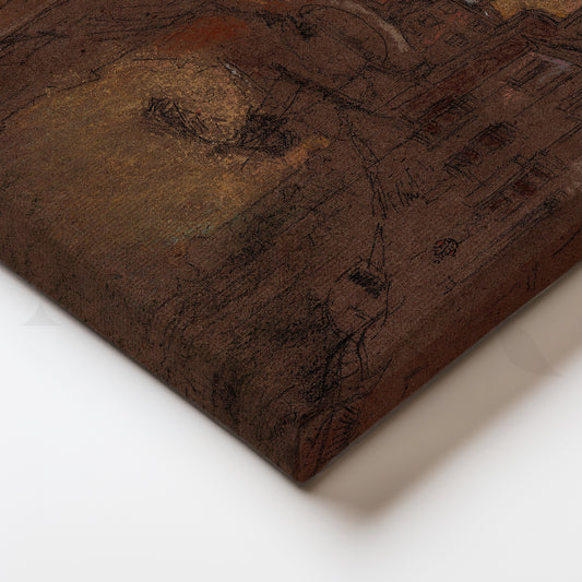 Old Town Canal at Dusk Canvas Painting for Home Office