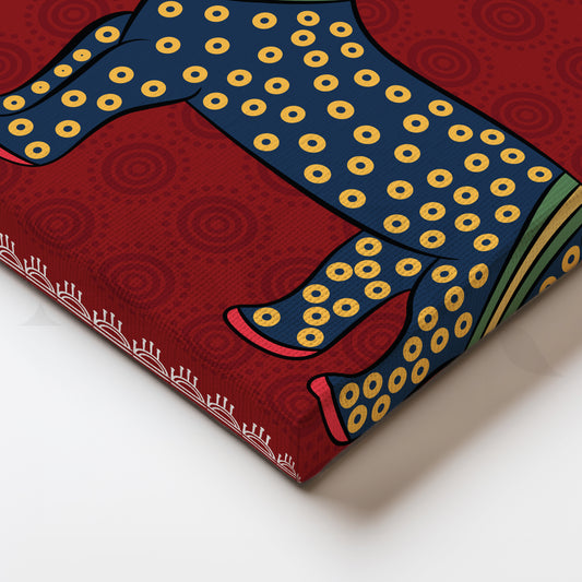 Folk Leopard Canvas Artwork for Study Room