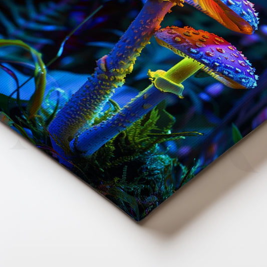 Neon Grove Mushrooms Canvas Painting for Bedroom or Gaming Setup