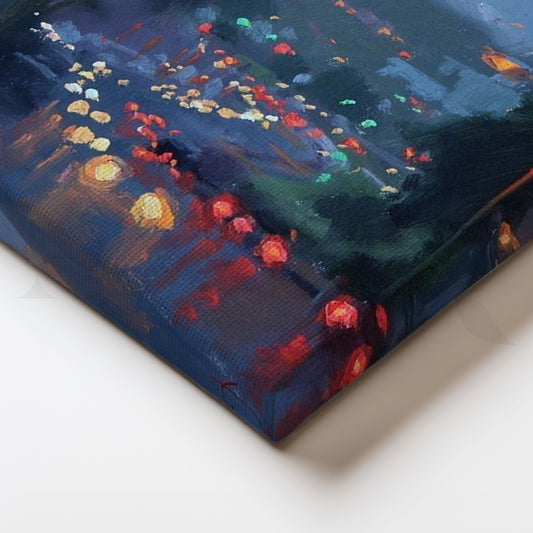 Rainy City Commute Canvas Painting for Office