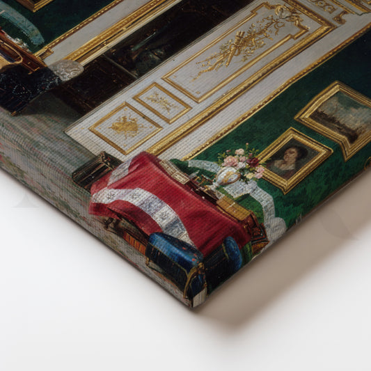 Victorian Living Room Interior Canvas Artwork for Study Room