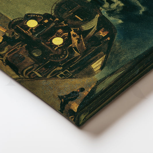 Steam Train at Dusk Canvas Artwork for Living Room