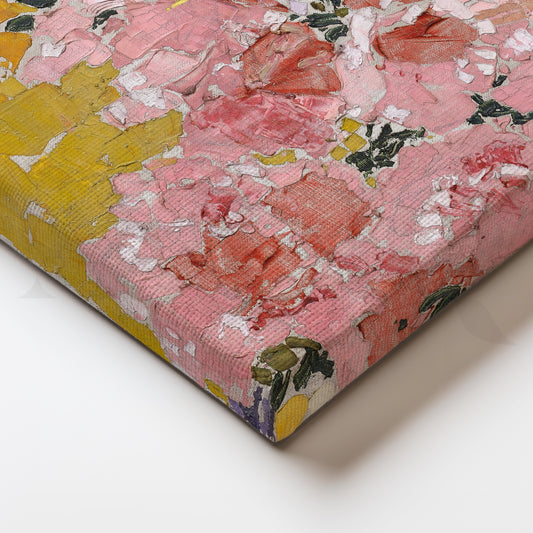 Pink Blossom Mosaic Canvas Painting for Living Room