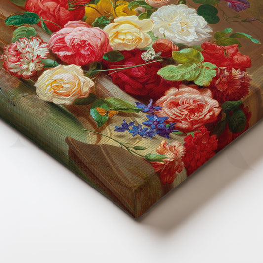 Garden Roses by the Fountain Canvas Artwork for Living Room