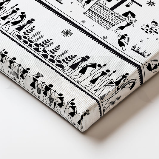 Village Life Chronicles Canvas Artwork for Living Room