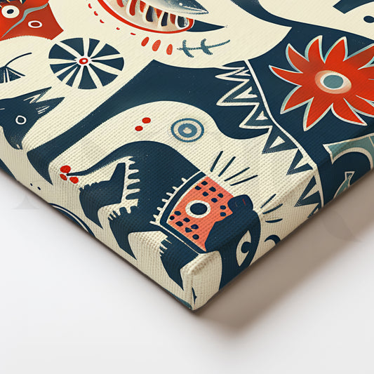 Folk Jungle Harmony Canvas Artwork for Living Room