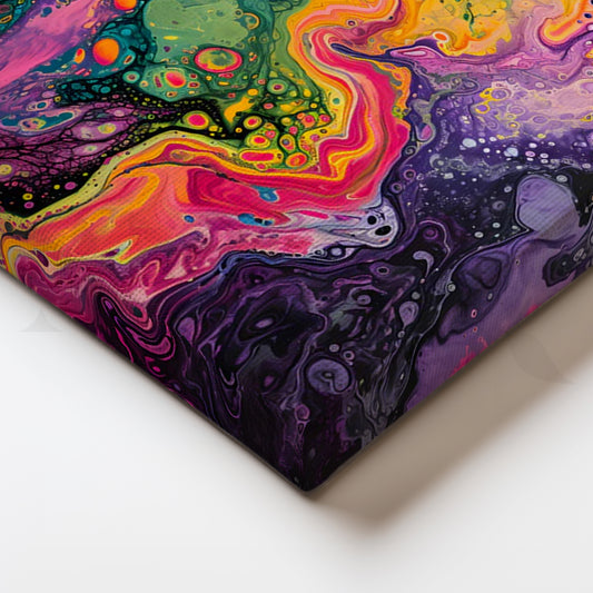 Neon Nebula Pour Canvas Painting for Modern Living Room