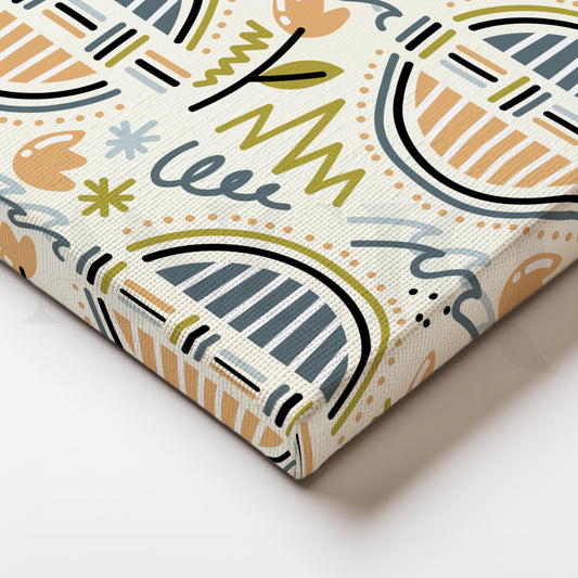 Playful Geometry Canvas Artwork for Dining Room