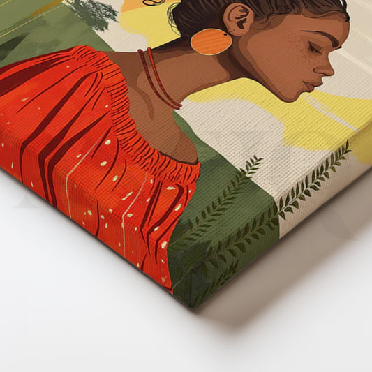 Sunlit Grace Canvas Painting for Boho Living Room