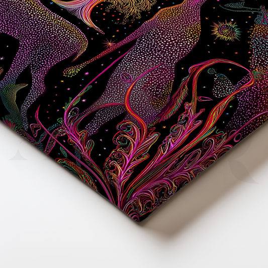 Midnight Forest – Gond Reverie Canvas Painting for Living Room & Bedroom