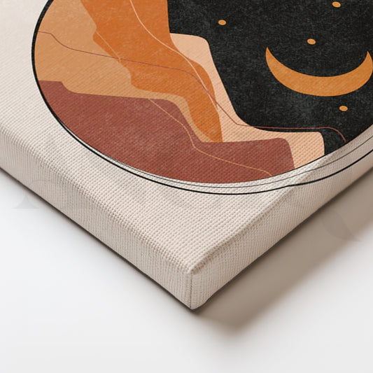 Desert Moonscape Canvas Painting for Boho Bedroom