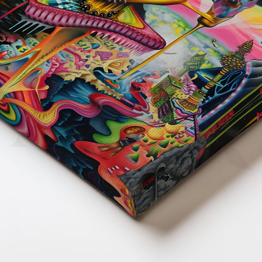 Neon Myco City Canvas Painting for Creative Studio or Gaming Room